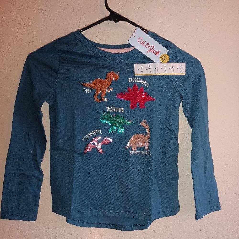 Kids Cat & Jack Long sleeve Dinosaur T-shirt size S